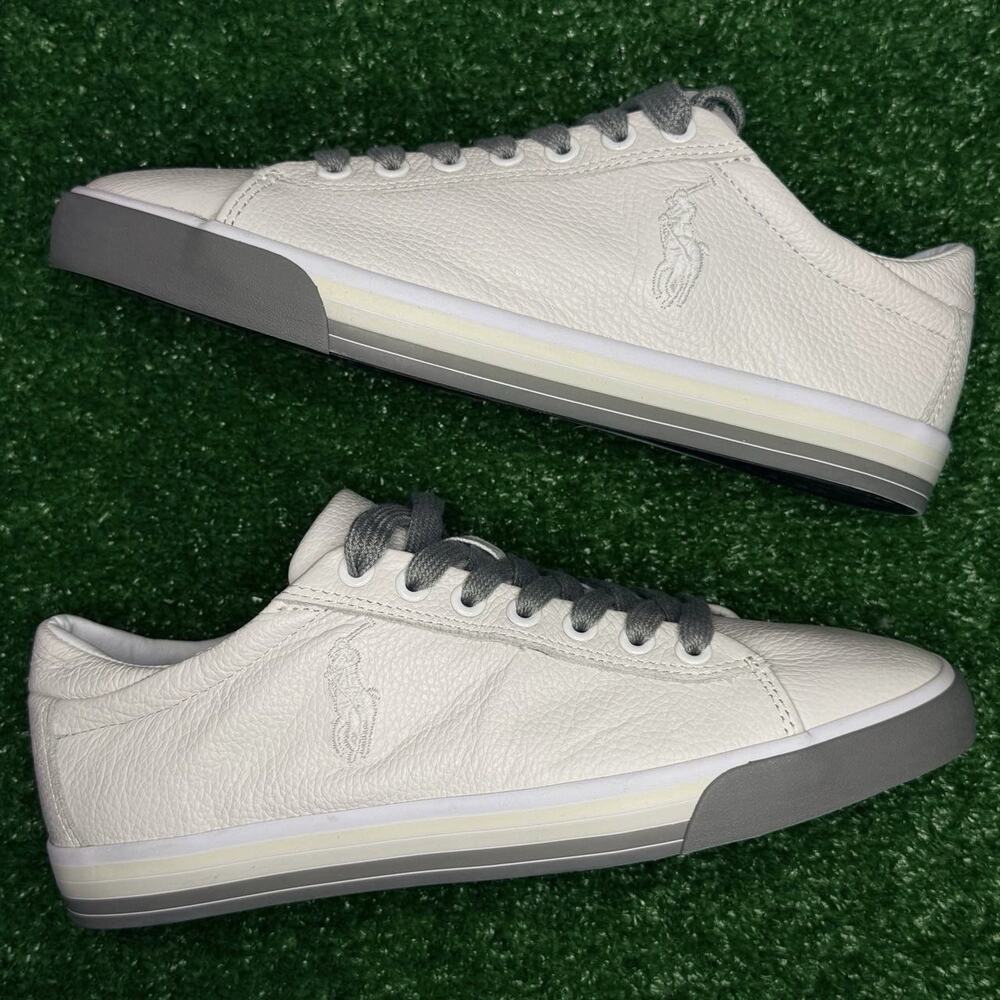 Polo Ralph Lauren Harvey White Leather Low Top Sneakers Men’s 7D Size